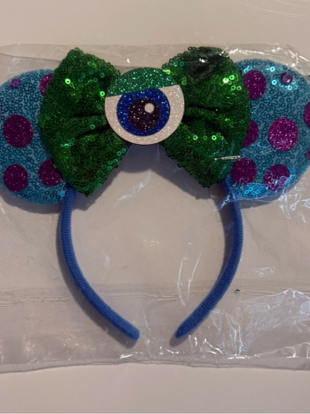 Kids Sequin Monsters Inc Ear Headband - Blue & Green